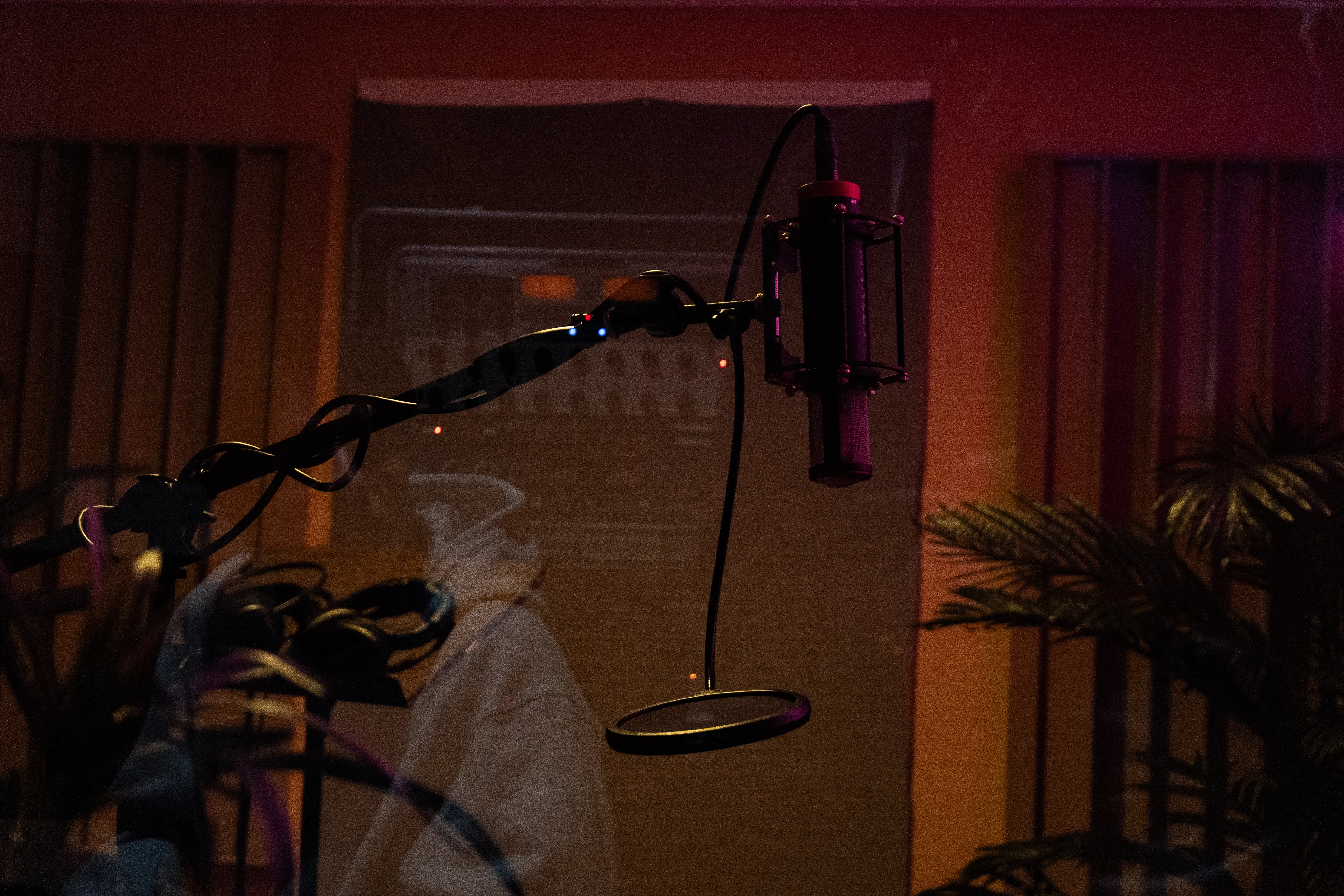 Professional microphone setup ready for a vocal recording session.